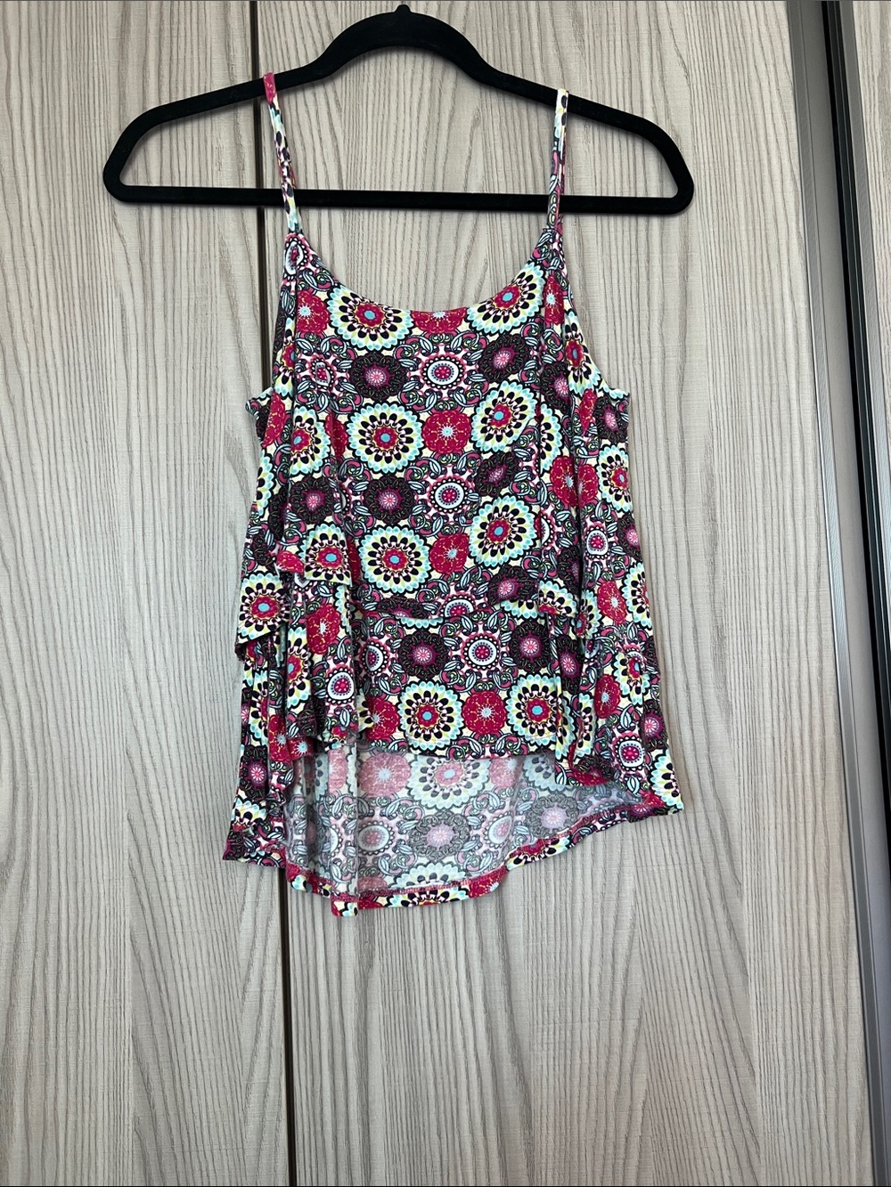 Planet Gold Pink Multi Floral Medallion Spaghetti-Strap Camisole - Picture 6 of 6